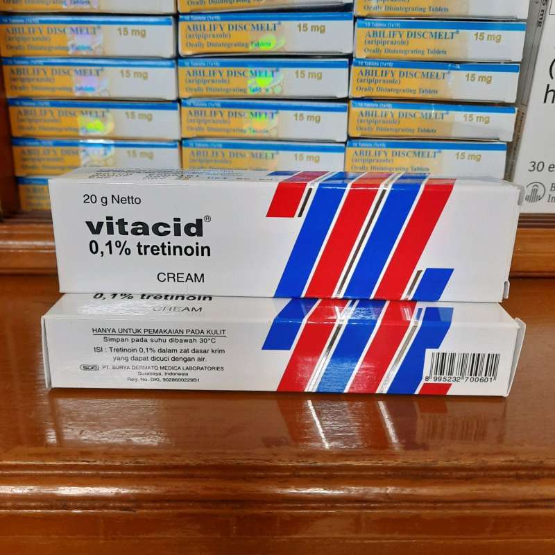 Tretinoin Cream 0.1 % Vitacid 20g For Anti Ageing, Acne, Wrinkles, And Papules