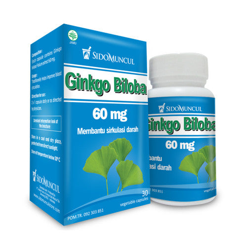 Ginkgo Biloba Folium 60mg 30 Capsules Helps Blood Circulation