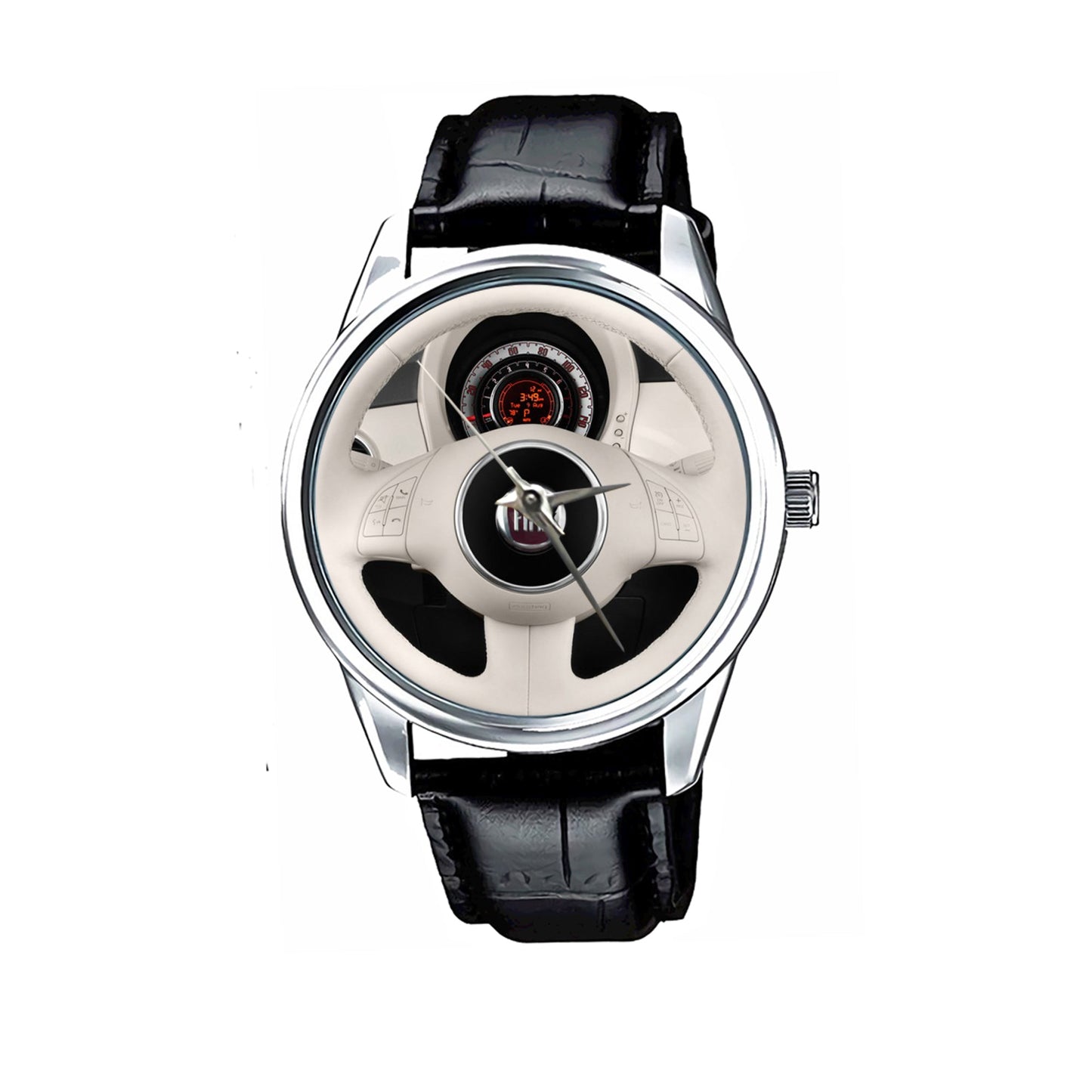 Fiat Convertible Lounge Steering Wheel Sport Metal Watch YY014