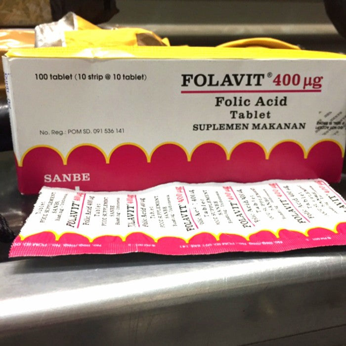 Folic Acid 400mcg Folavit 1 Box Vitamins For Pregnant & Breastfeeding Women 10 Tablets