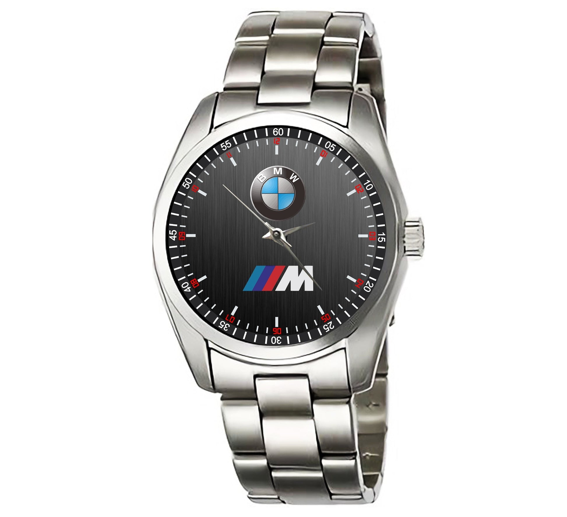 BMW Mens Stainless Steel Black Dial Black Leather Sport Metal Watch ARY18