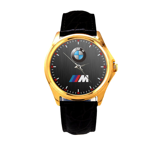 BMW Mens Stainless Steel Black Dial Black Leather Sport Metal Watch ARY18