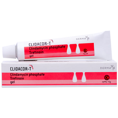 Clidacor Clindamycin 1.2% Tretinoin 0.025% Gel 15gr To Treat Acne Prone Skin